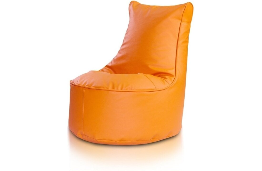 Poef met rugleuning kind, 75cm oranje kunstleer, comfortabel