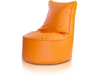 Poef met rugleuning kind, 75cm oranje kunstleer, comfortabel