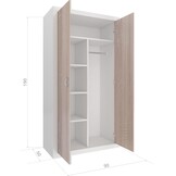 Witte kledingkast met deuren - 90x190x50 cm - MDF/Spaanplaat