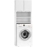 Badkamerkast boven wasmachine: 183x64x30cm, 4 schappen, wit