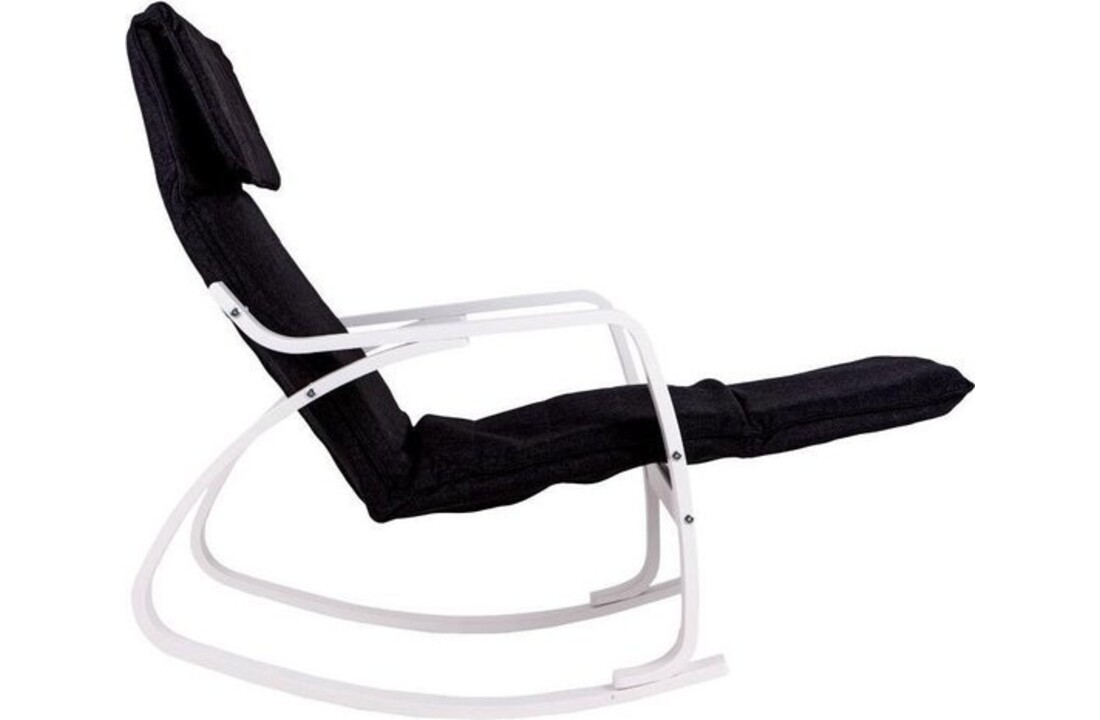 Schommelstoel met verstelbare voetsteun, zwart/wit, multiplex