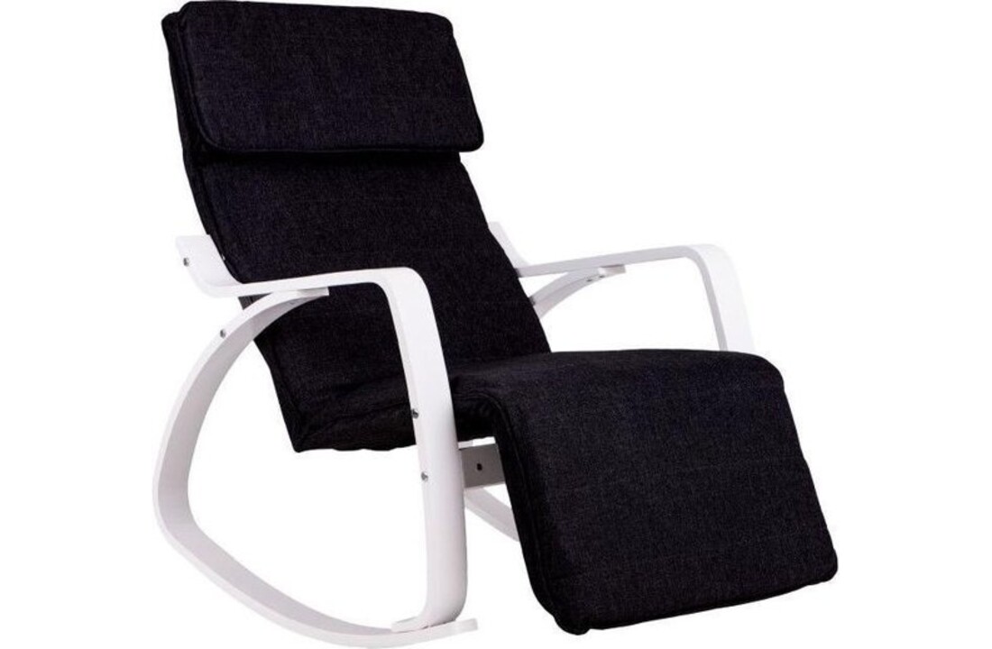 Fauteuil verstelbaar met voetsteun - Zwart/Wit, Multiplex