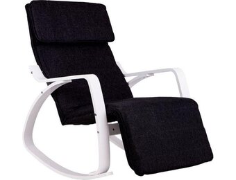 Fauteuil verstelbaar met voetsteun - Zwart/Wit, Multiplex