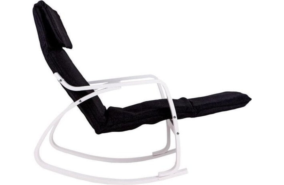 Fauteuil verstelbaar met voetsteun - Zwart/Wit, Multiplex