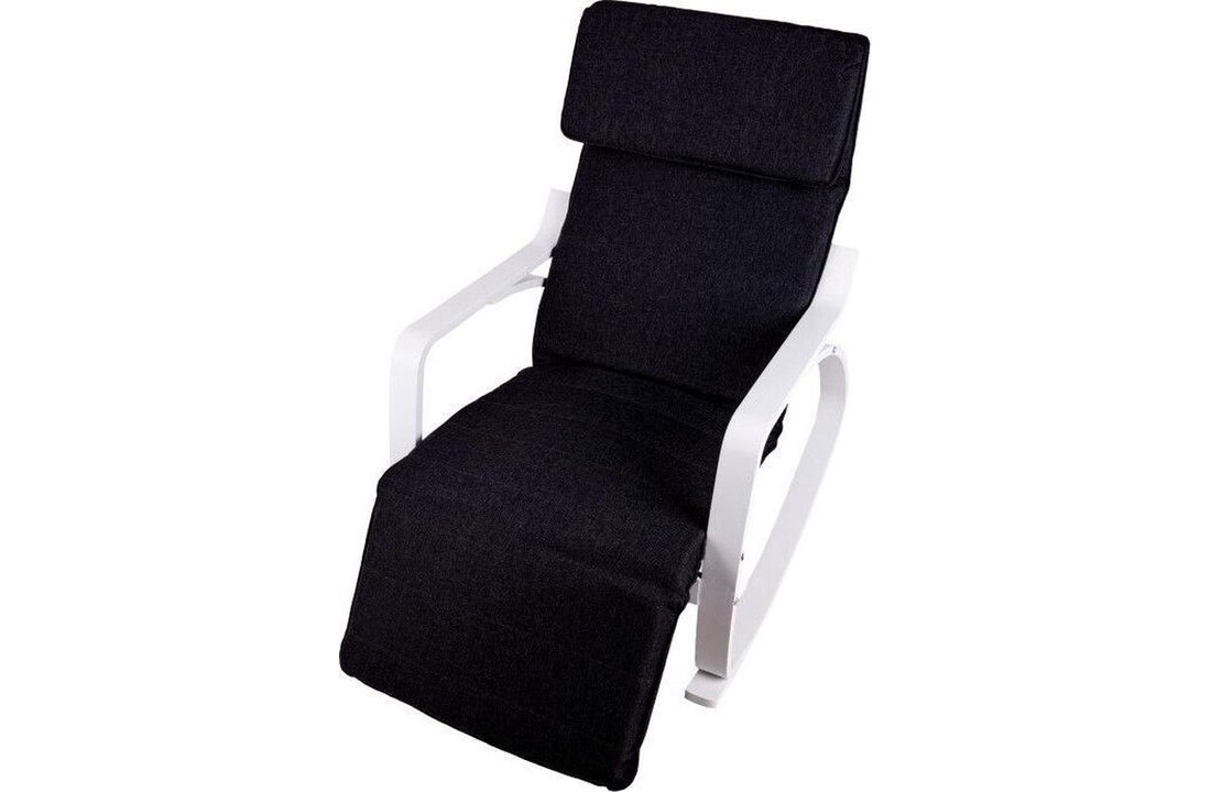 Fauteuil verstelbaar met voetsteun - Zwart/Wit, Multiplex