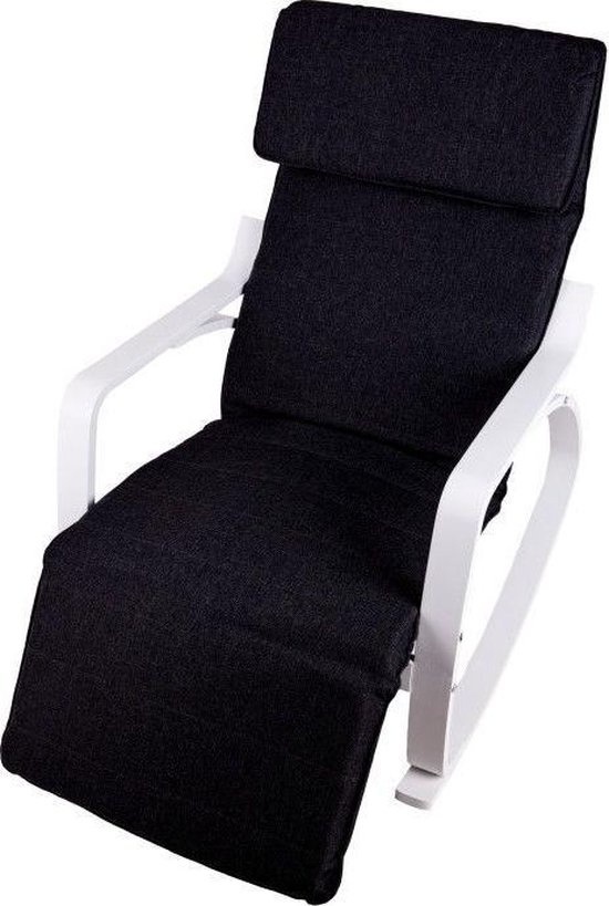 Fauteuil verstelbaar met voetsteun - Zwart/Wit, Multiplex