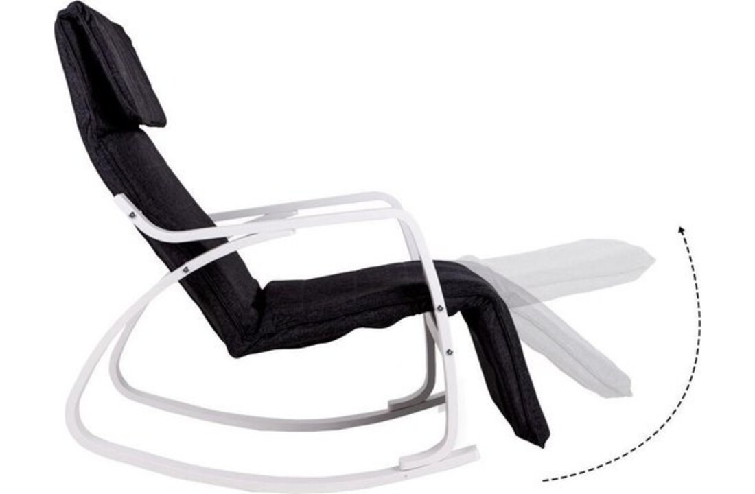 Fauteuil verstelbaar met voetsteun - Zwart/Wit, Multiplex