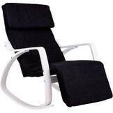 Relaxfauteuil met voetenbank - Zwart/Wit, 70x70x97cm, Multiplex