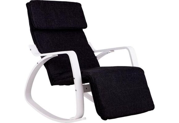 Relaxfauteuil met voetenbank - Zwart/Wit, 70x70x97cm, Multiplex