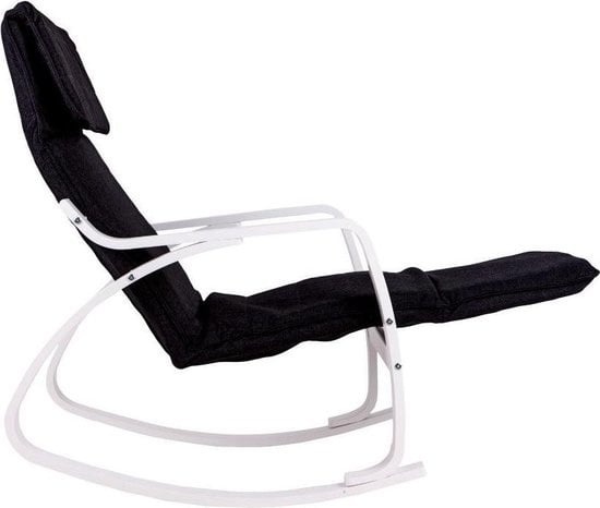 Relaxfauteuil met voetenbank - Zwart/Wit, 70x70x97cm, Multiplex