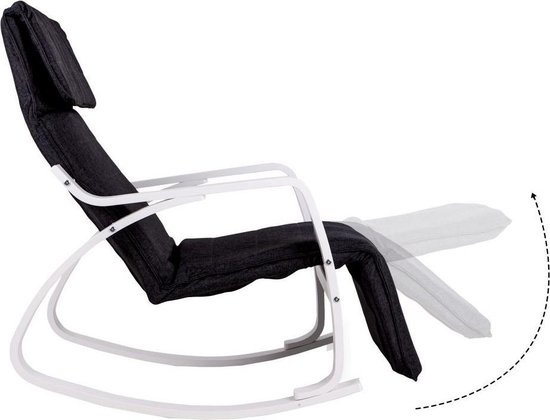 Relaxfauteuil met voetenbank - Zwart/Wit, 70x70x97cm, Multiplex