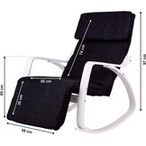 Relaxfauteuil met voetenbank - Zwart/Wit, 70x70x97cm, Multiplex