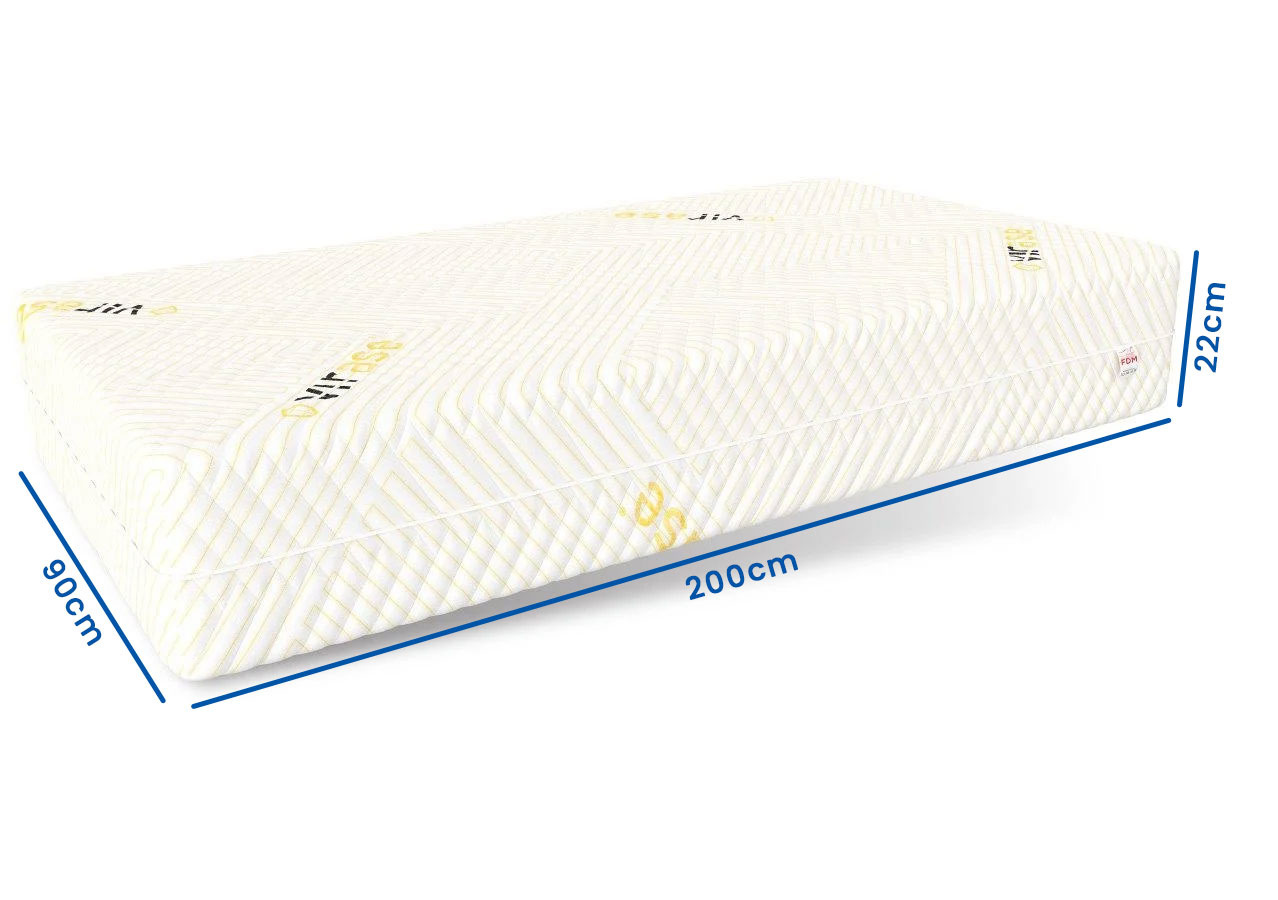 Matras 90x200 pocketvering - 7 zones, 22cm dik, H3/H4