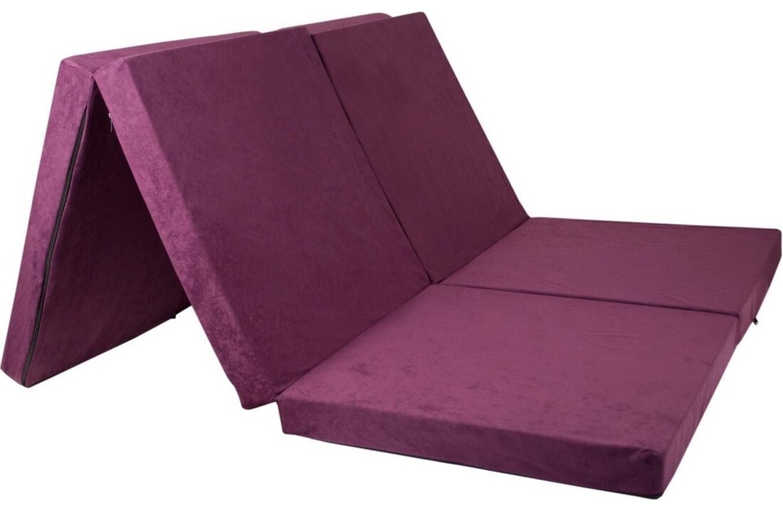 Gastenmatras 120cm - Opvouwbaar 2-persoons, Paars Foam, 195x120x7cm