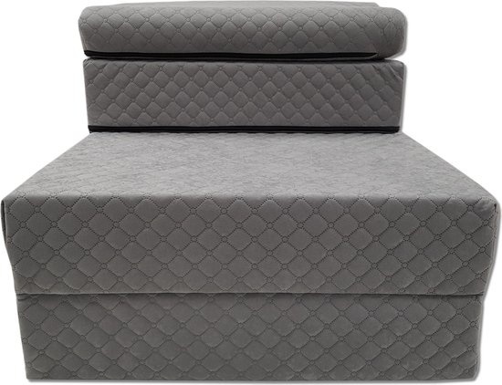Luxe logeermatras grijs 200x70x15 cm foam opvouwbaar
