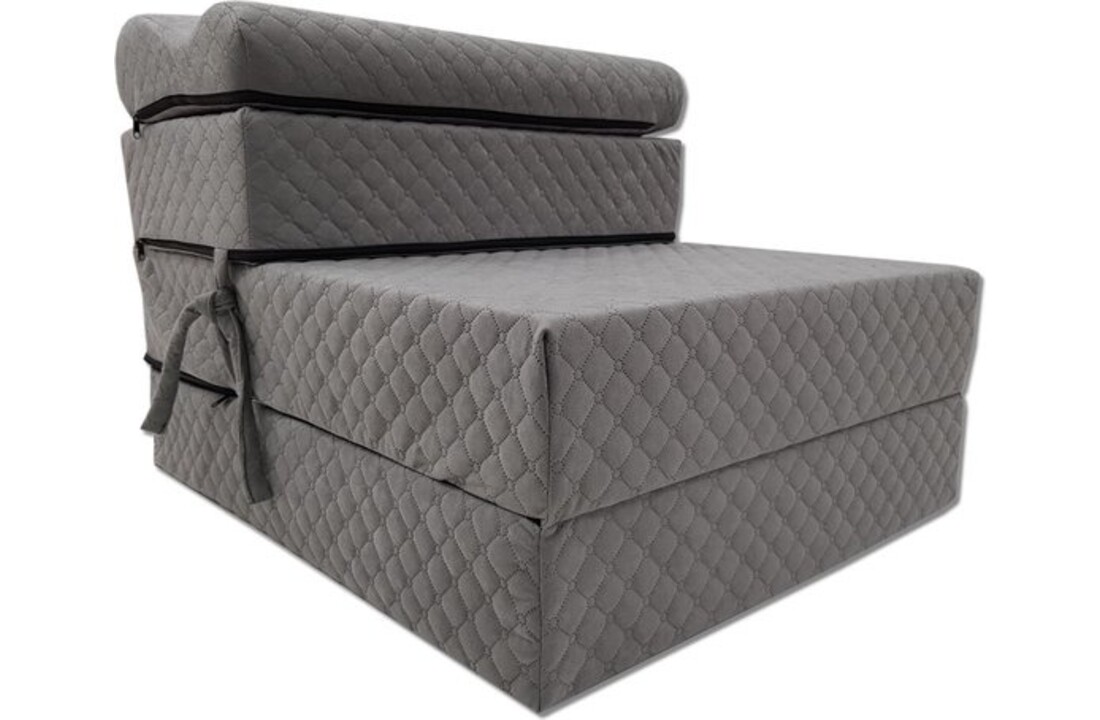 Camping matras grijs - 200x70x15 cm - Foam/stof - Luxe opvouwbaar
