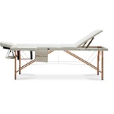 Massagetafel hout XXL crème, 223cm, 3 segmenten, verstelbaar