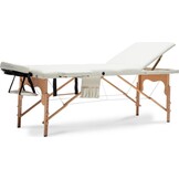 Massagetafel hout XXL crème, 223cm, 3 segmenten, verstelbaar