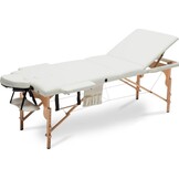 Draagbare massagetafel Hout XXL, 223cm, Crème ECO-leer, Opvouwbaar