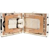 Draagbare massagetafel Hout XXL, 223cm, Crème ECO-leer, Opvouwbaar