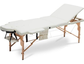 Verstelbare massagetafel Houten XXL Crème ECO-leer 223cm