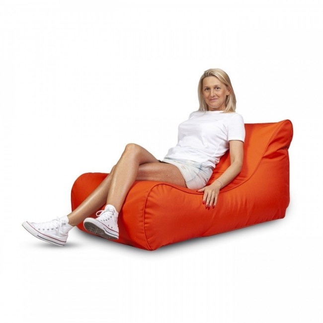 Zitzak met zak - Oranje relax poef, 115x65x60 cm, polyester