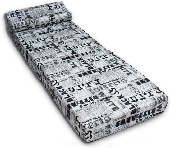 Campingmatras opvouwbaar 70x200cm Wit/Zwart Foam - Ideaal voor Camping & Logeren