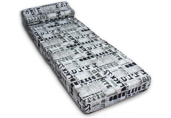 Reismatras Kind 70x200x15cm Foam Wit/Zwart - Opvouwbaar & Comfortabel