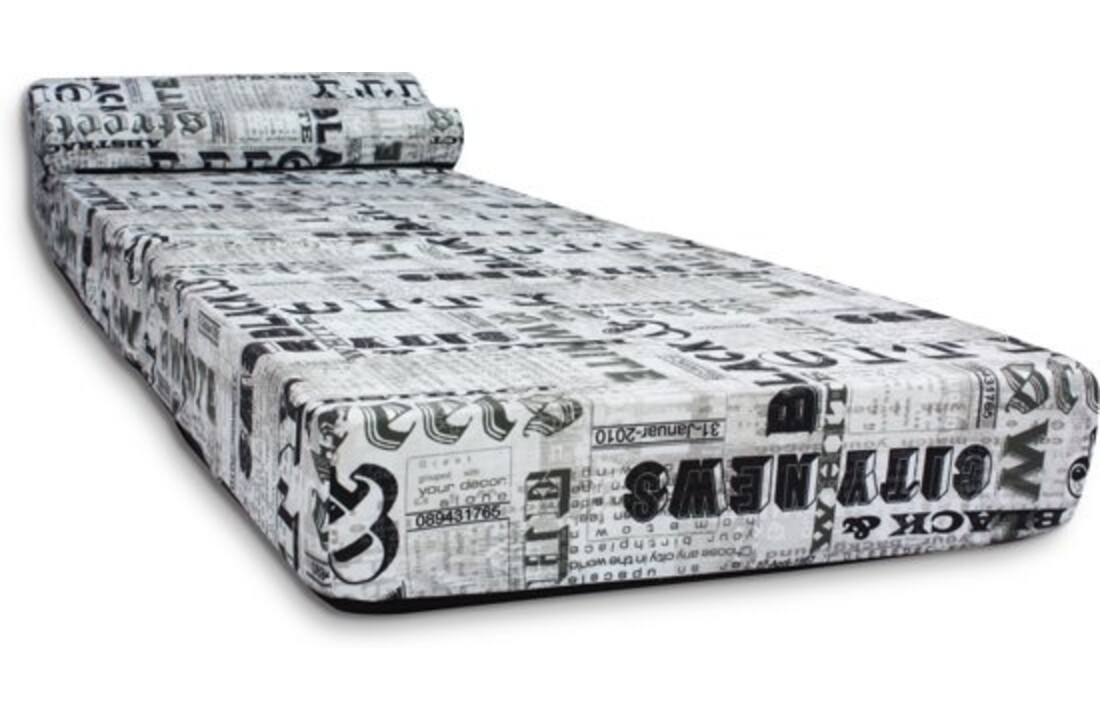 Reismatras Kind 70x200x15cm Foam Wit/Zwart - Opvouwbaar & Comfortabel