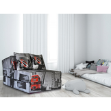 Opklapbed Londen print - 70x200x15cm - Grijs stof