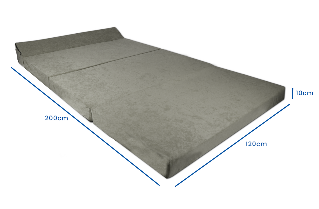 Logeermatras opvouwbaar - grijs, 200x120x10 cm, foam