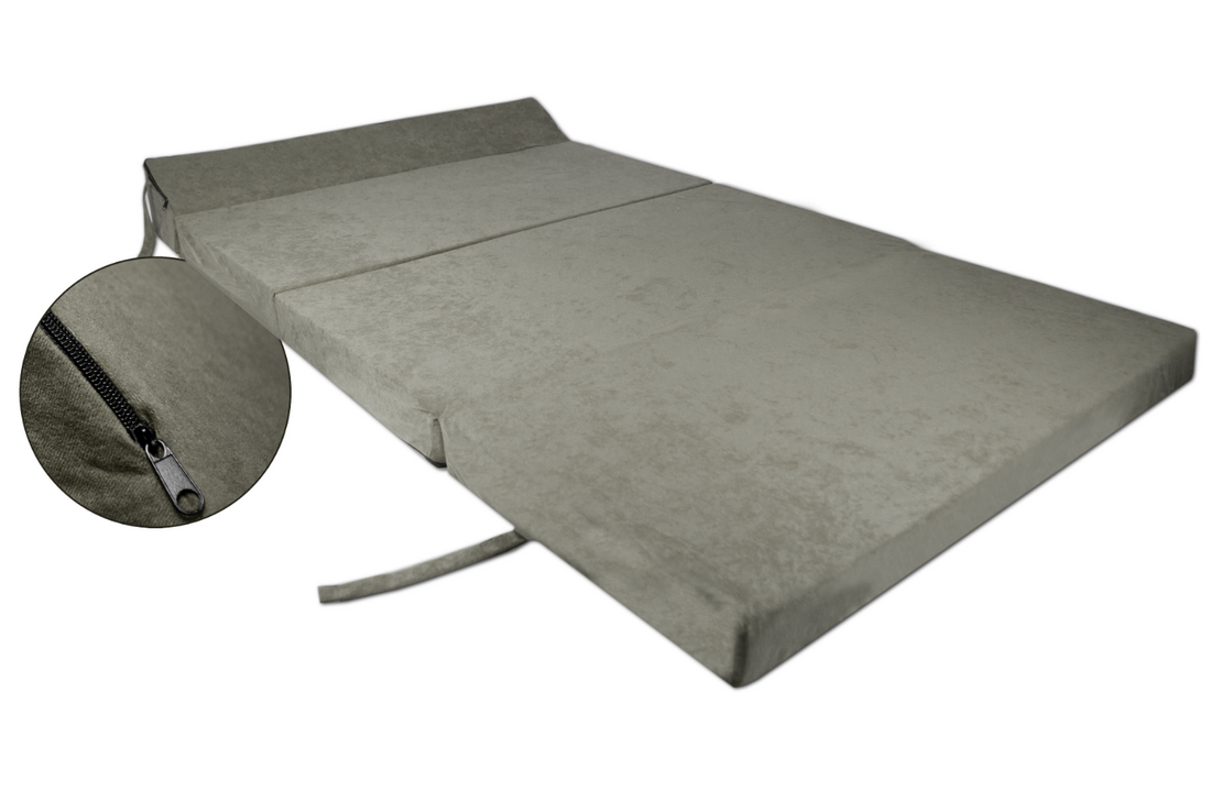 Slaapbank grijs | 200x120 cm | Opvouwbaar logeermatras | Foam