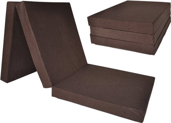 Logeermatras opvouwbaar - 195x80x10 cm bruin foam