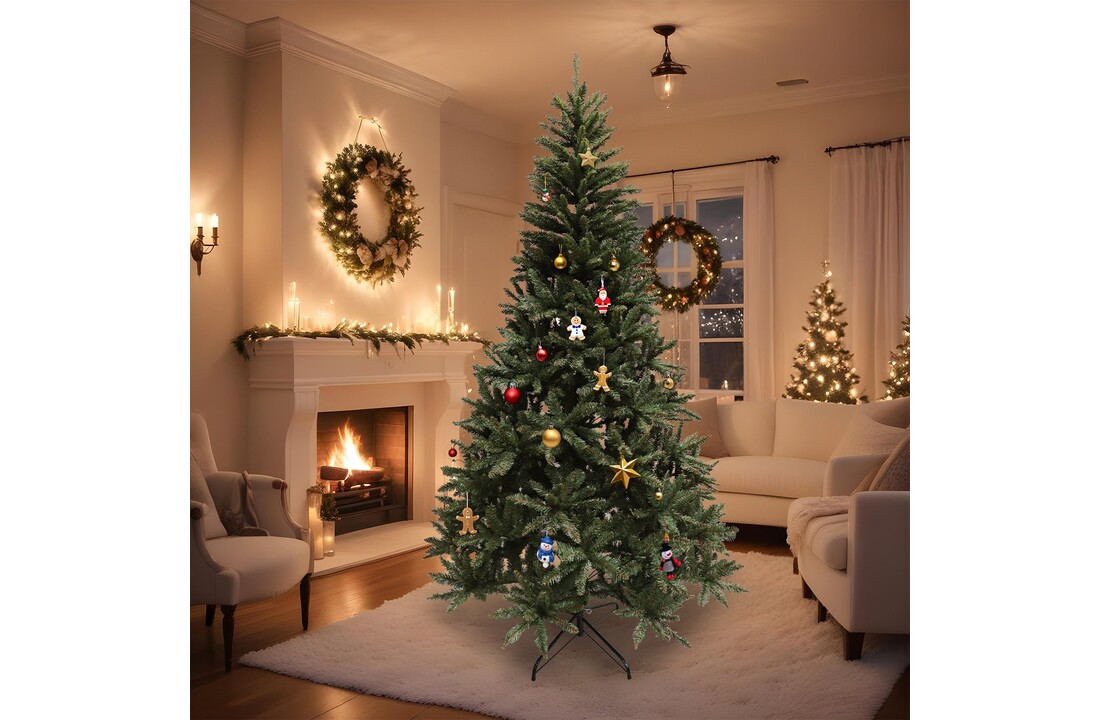 Nep kerstboom groen 150 cm PVC spar met 550 twijgen