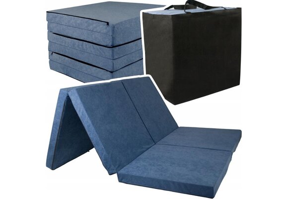 Vouwmatras navy - 2 persoons - 195x120x7cm - Wasbare hoes