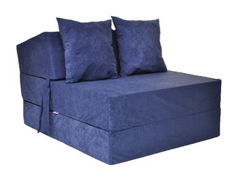 Logeerbed opklapbaar - Blauw Velours Matras 200x70x15 cm