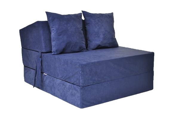 Logeerbed opklapbaar - Blauw Velours Matras 200x70x15 cm