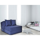 Logeerbed opklapbaar - Blauw Velours Matras 200x70x15 cm