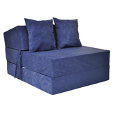 Futon matras blauw - 200x70x15 cm - Opvouwbaar - Velours