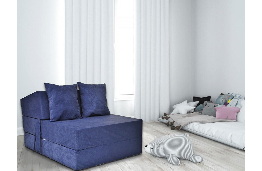 Reismatras camping: Luxe 200x70cm Blauw Velours Opvouwbaar