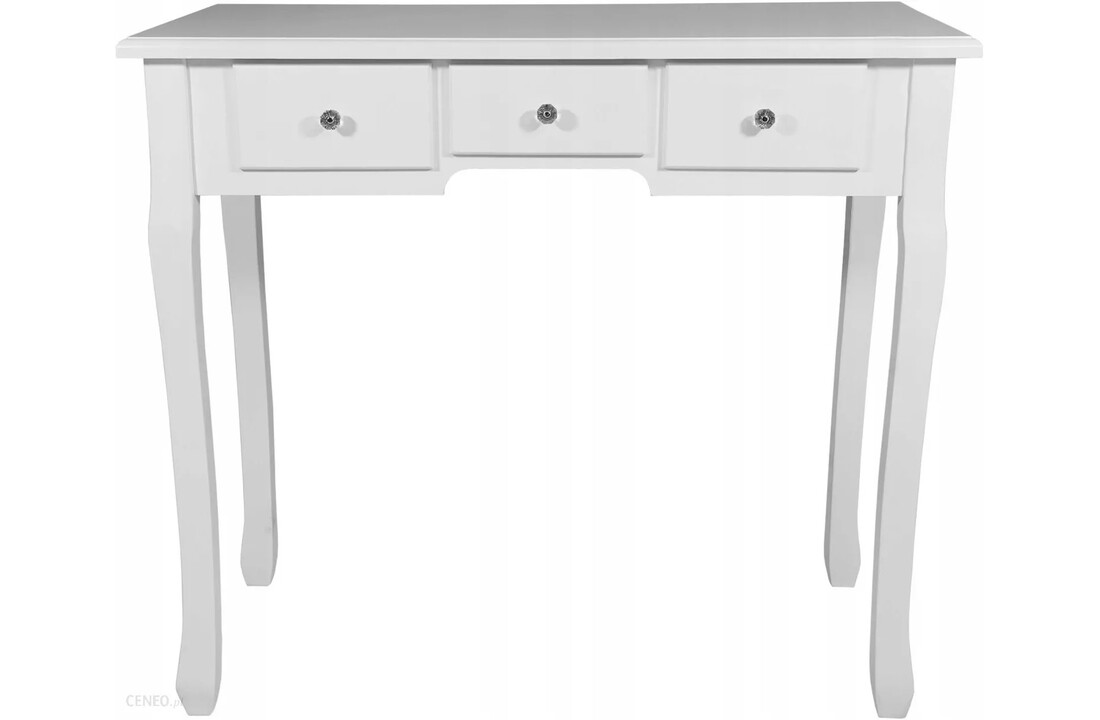 Kaptafel met spiegel en kruk: wit, MDF/grenenhout, 80x40x137cm