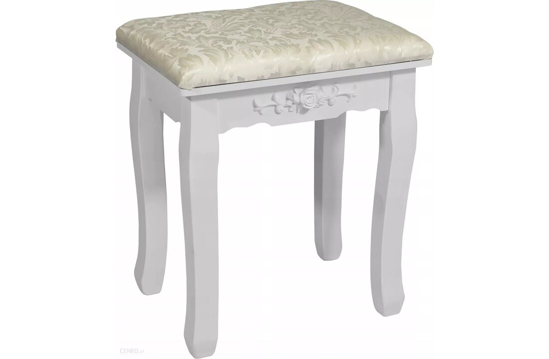 Kaptafel met spiegel en kruk: wit, MDF/grenenhout, 80x40x137cm