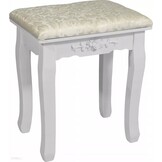 Kaptafel met spiegel en kruk: wit, MDF/grenenhout, 80x40x137cm