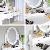 Kaptafel wit led verlichting - 80x40x137cm MDF/grenenhout