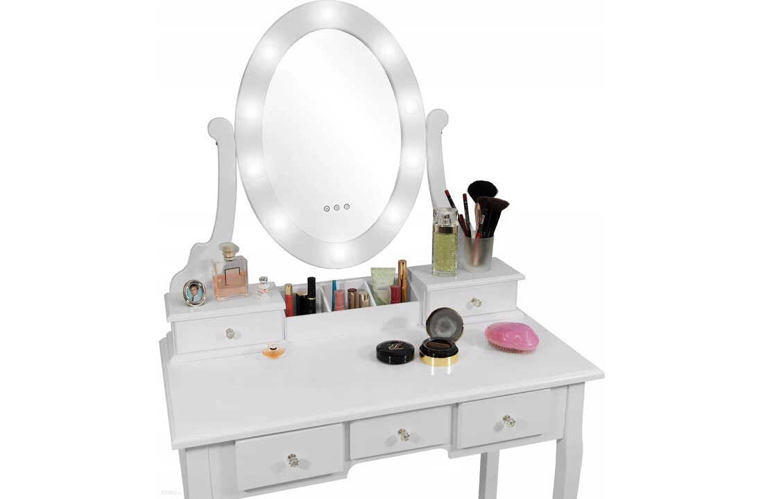 Kaptafel wit led verlichting - 80x40x137cm MDF/grenenhout