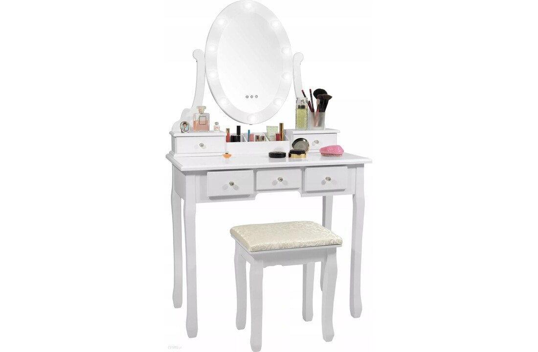 Kaptafel wit led verlichting - 80x40x137cm MDF/grenenhout