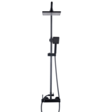 Regendouche Mat Zwart - 20x20cm RVS Stang & Messing Kraan