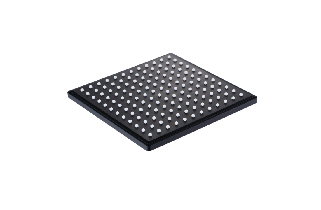 Regendouche Mat Zwart - 20x20cm RVS Stang & Messing Kraan