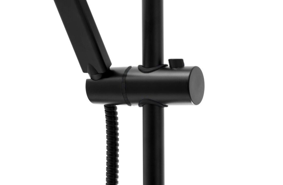 Douchekraan met regendouche - Mat Zwart, 20cm - Messing