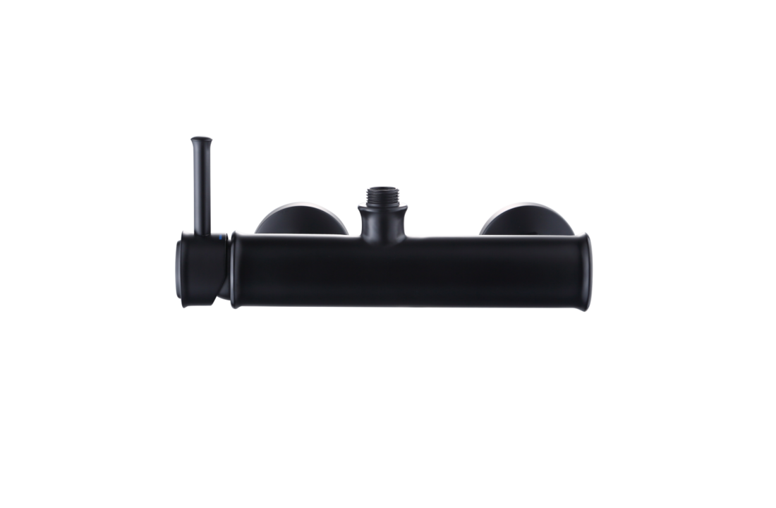 Douchekraan met regendouche - Mat Zwart, 20cm - Messing